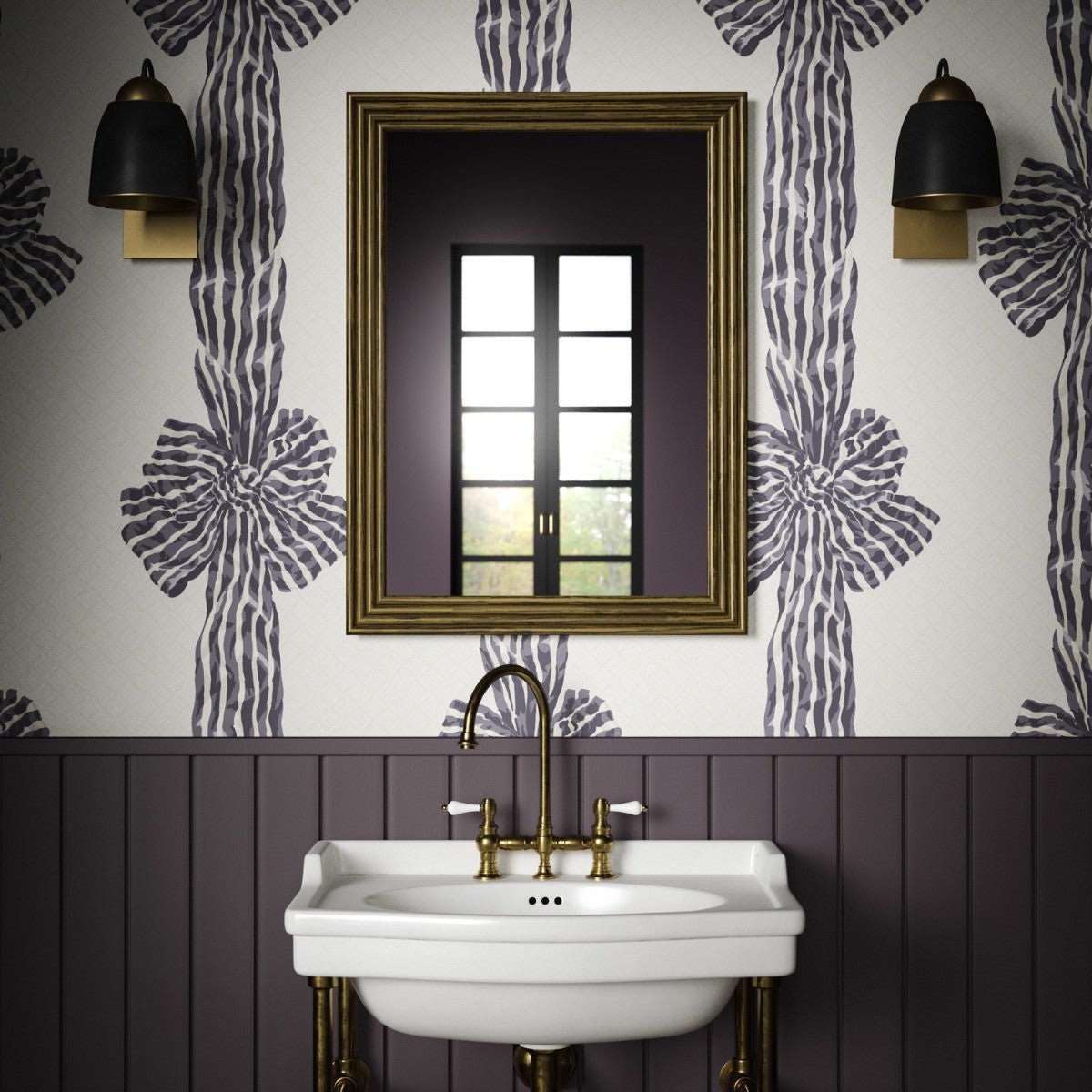 Knotted Sash Wallpaper - Charcoal - Warner House - Premier Wallcovering