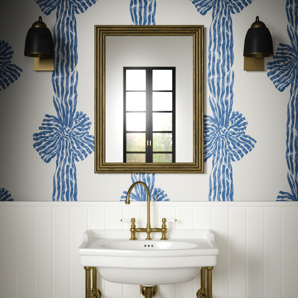 Knotted Sash Wallpaper - Blue - Warner House - Premier Wallcovering