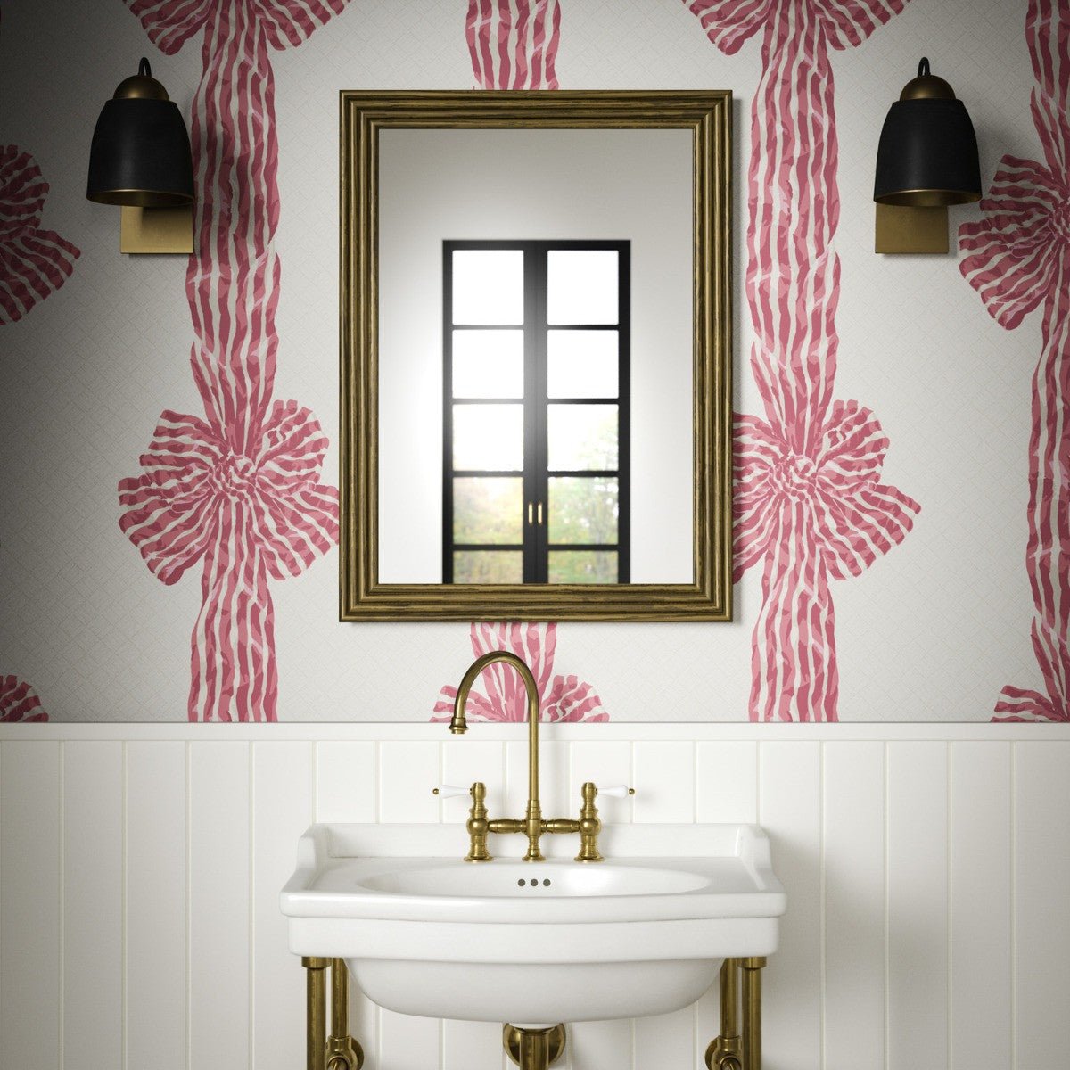 Knotted Sash Wallpaper - Red - Warner House - Premier Wallcovering