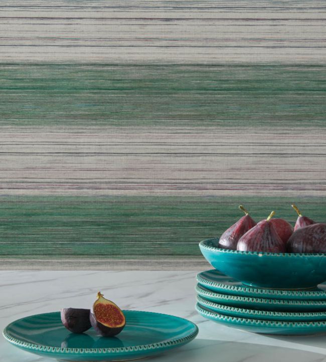 Kozo Stripe Wallpaper - Blue - Osborne & Little - W7552-03 - Premier Wallcovering