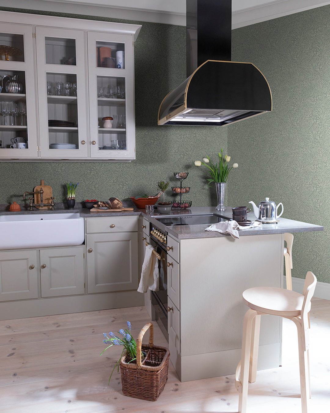 Kristina Wallpaper - Gray/Green - Midbec - 92117 - Premier Wallcovering