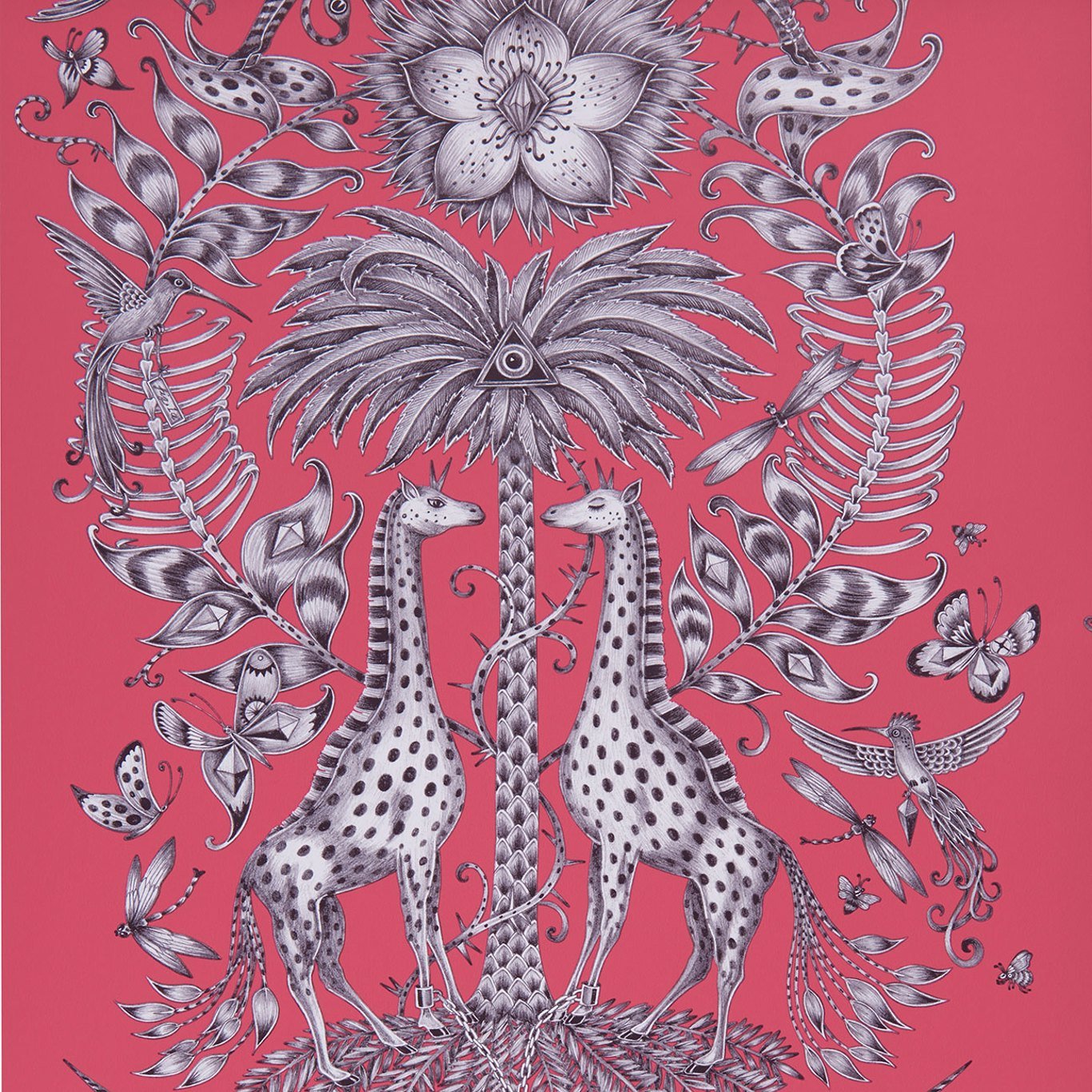 Kruger Wallpaper - Magenta - Clarke & Clarke - Emma J Shipley - W0102/04 - Premier Wallcovering