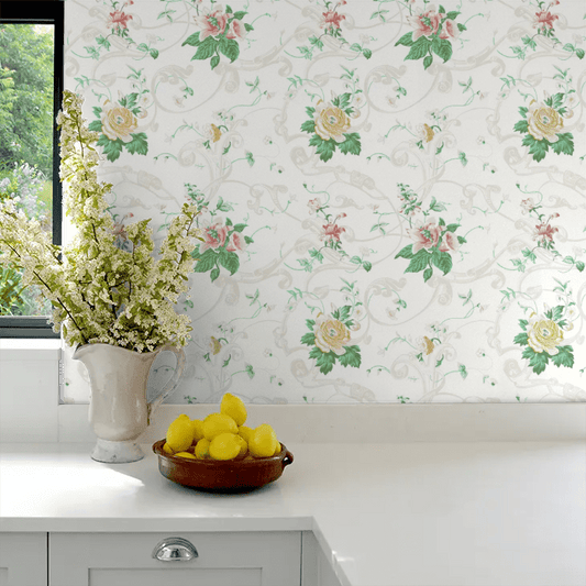 Krusenberg Wallpaper - Pink / Green - Boråstapeter - 4511 - Premier Wallcovering
