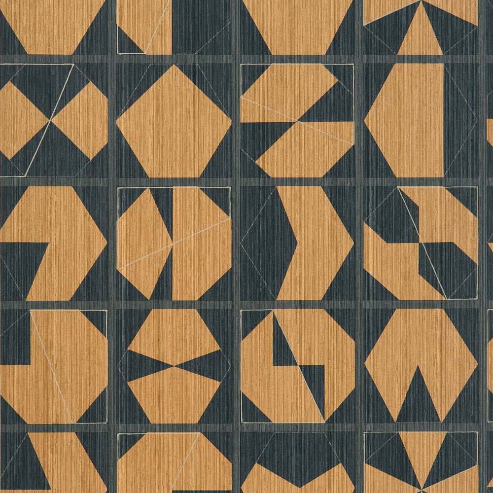 Kutani Vinyl Wallpaper - Copper/ Slate - Osborne & Little - W7557-04 - Premier Wallcovering