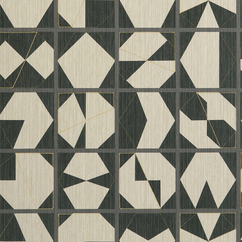 Kutani Vinyl Wallpaper - Ivory/ Charcoal - Osborne & Little - W7557-01 - Premier Wallcovering