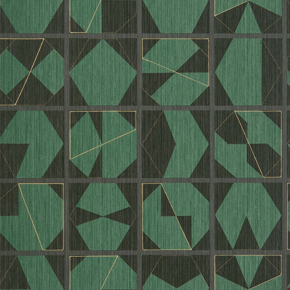 Kutani Vinyl Wallpaper - Emerald/Charcoal - Osborne & Little - W7557-05 - Premier Wallcovering
