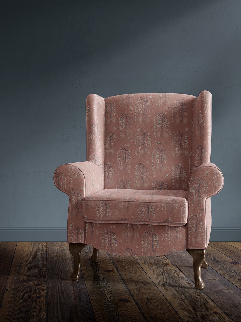 Kyoto Blossom Recycled Velvet Fabric - Lotus Pink - Divine Savages - DVS097-KYOTO-PINK-VEL - Premier Wallcovering