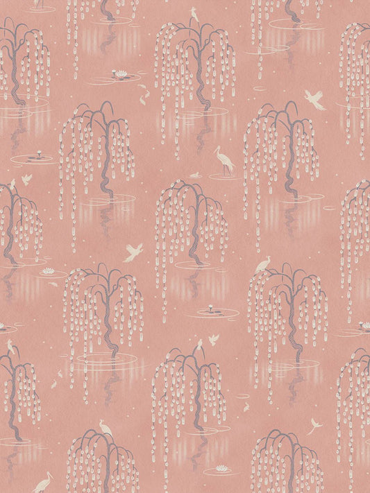 Kyoto Blossom Recycled Velvet Fabric - Lotus Pink - Divine Savages - DVS097-KYOTO-PINK-VEL - Premier Wallcovering