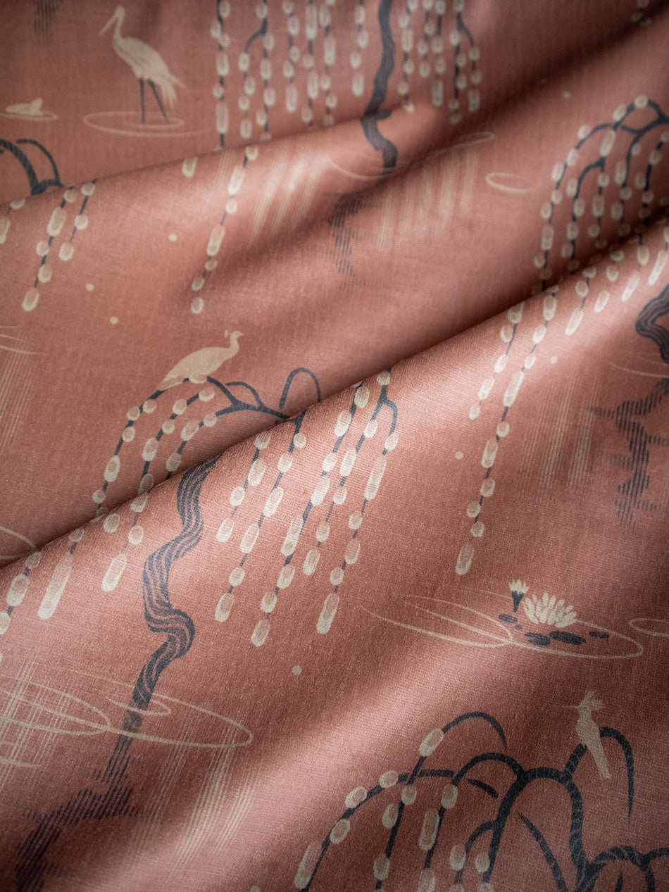 Kyoto Blossom Recycled Velvet Fabric - Lotus Pink - Divine Savages - DVS097-KYOTO-PINK-VEL - Premier Wallcovering