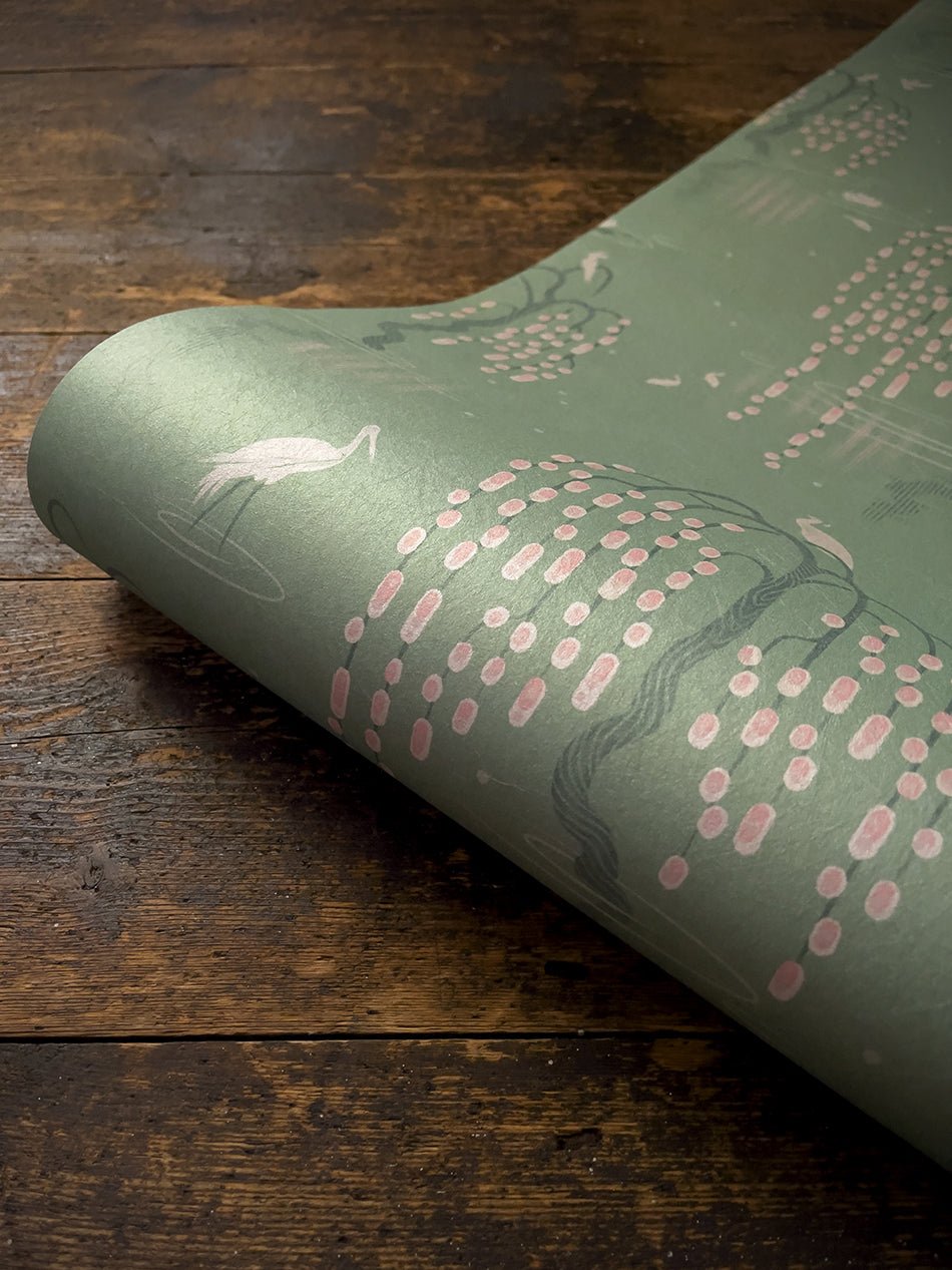 Kyoto Blossom Wallpaper - Willow Green - Divine Savages - DVS098-KYOTO-GREE-WR - Premier Wallcovering