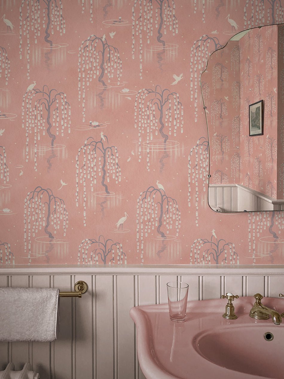 Kyoto Blossom Wallpaper - Lotus Pink - Divine Savages - DVS097-KYOTO-PINK-WR - Premier Wallcovering