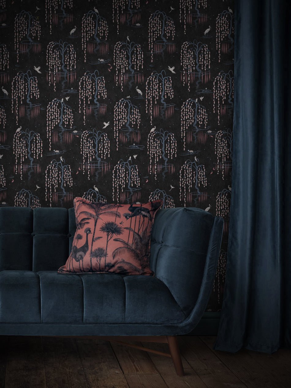 Kyoto Blossom Wallpaper - Black Cherry - Divine Savages - DVS096-KYOTO-BLACK-WR - Premier Wallcovering