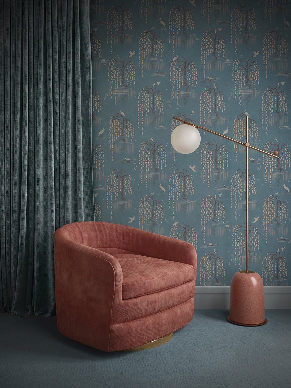 Kyoto Blossom Wallpaper - Eastern Azure - Divine Savages - DVS099-KYOTO-AZUR-WR - Premier Wallcovering