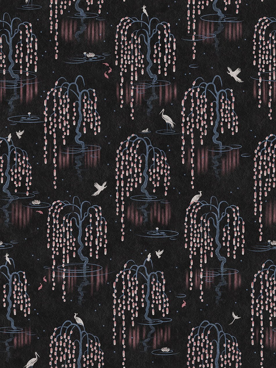 Kyoto Blossom Wallpaper - Black Cherry - Divine Savages - DVS096-KYOTO-BLACK-WR - Premier Wallcovering