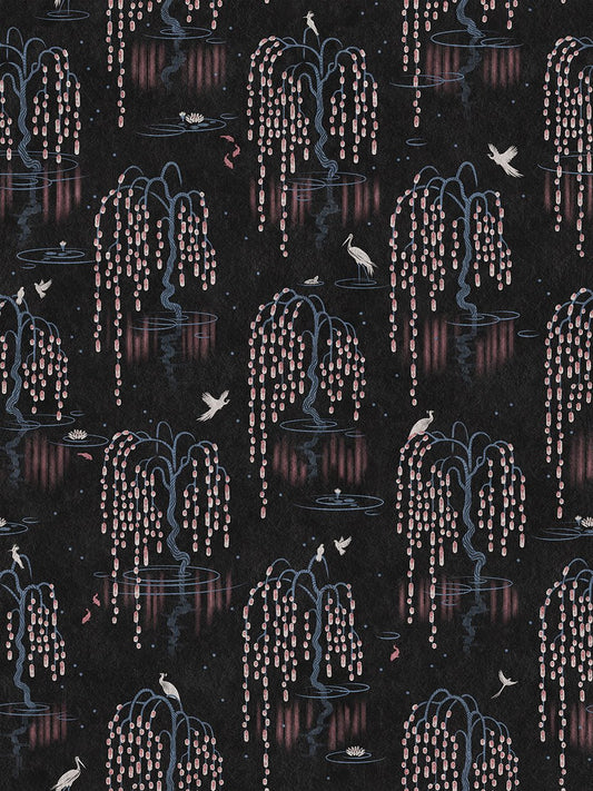 Kyoto Blossom Wallpaper - Black Cherry - Divine Savages - DVS096-KYOTO-BLACK-WR - Premier Wallcovering
