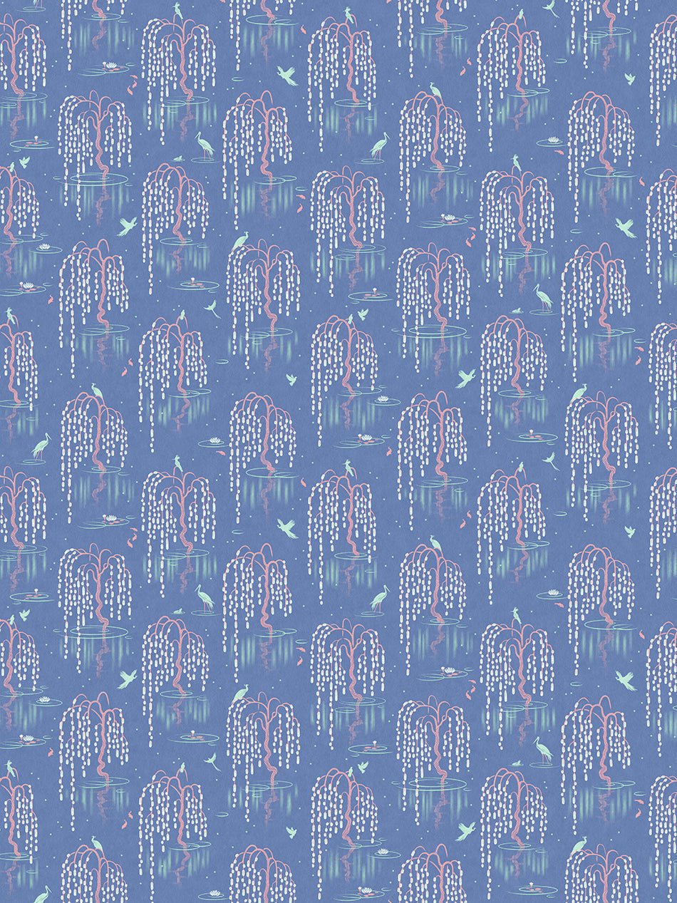 Kyoto Blossom Wallpaper - Bioluminescent Blue - Divine Savages - DVS149-KYOTO-BIOB-WR - Premier Wallcovering