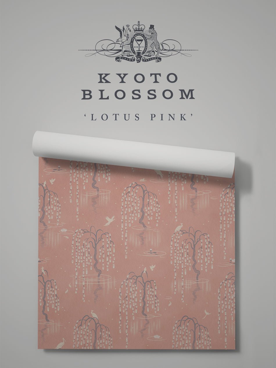 Kyoto Blossom Wallpaper - Lotus Pink - Divine Savages - DVS097-KYOTO-PINK-WR - Premier Wallcovering