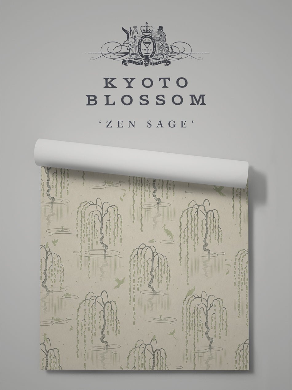 Kyoto Blossom Wallpaper - Zen Sage - Divine Savages - DVS147-KYOTO-ZSAG-WR - Premier Wallcovering