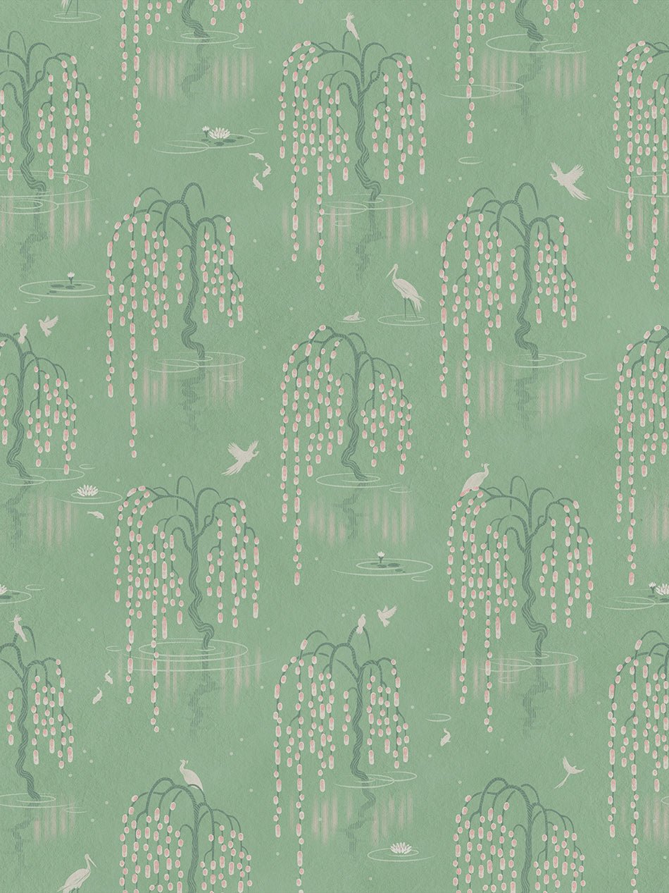 Kyoto Blossom Wallpaper - Willow Green - Divine Savages - DVS098-KYOTO-GREE-WR - Premier Wallcovering