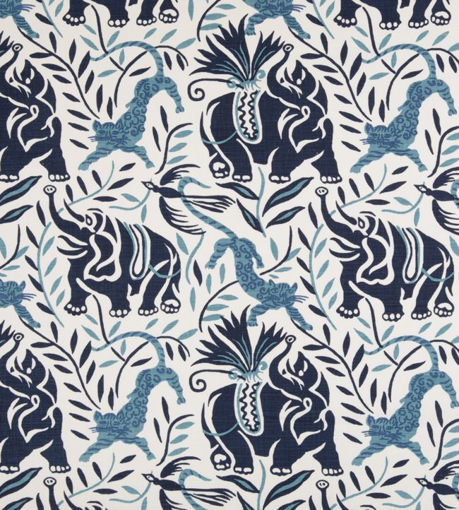 La Jungle Fabric - Dark Indigo - Christopher Farr Cloth - CF137 - 01 - Premier Wallcovering
