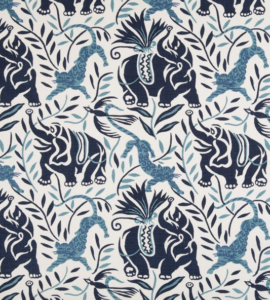 La Jungle Fabric - Dark Indigo - Christopher Farr Cloth - CF137 - 01 - Premier Wallcovering