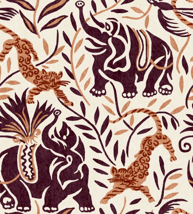 La Jungle Vinyl Wallpaper - Plum - Christopher Farr Cloth - CFW229 - 04 - Premier Wallcovering