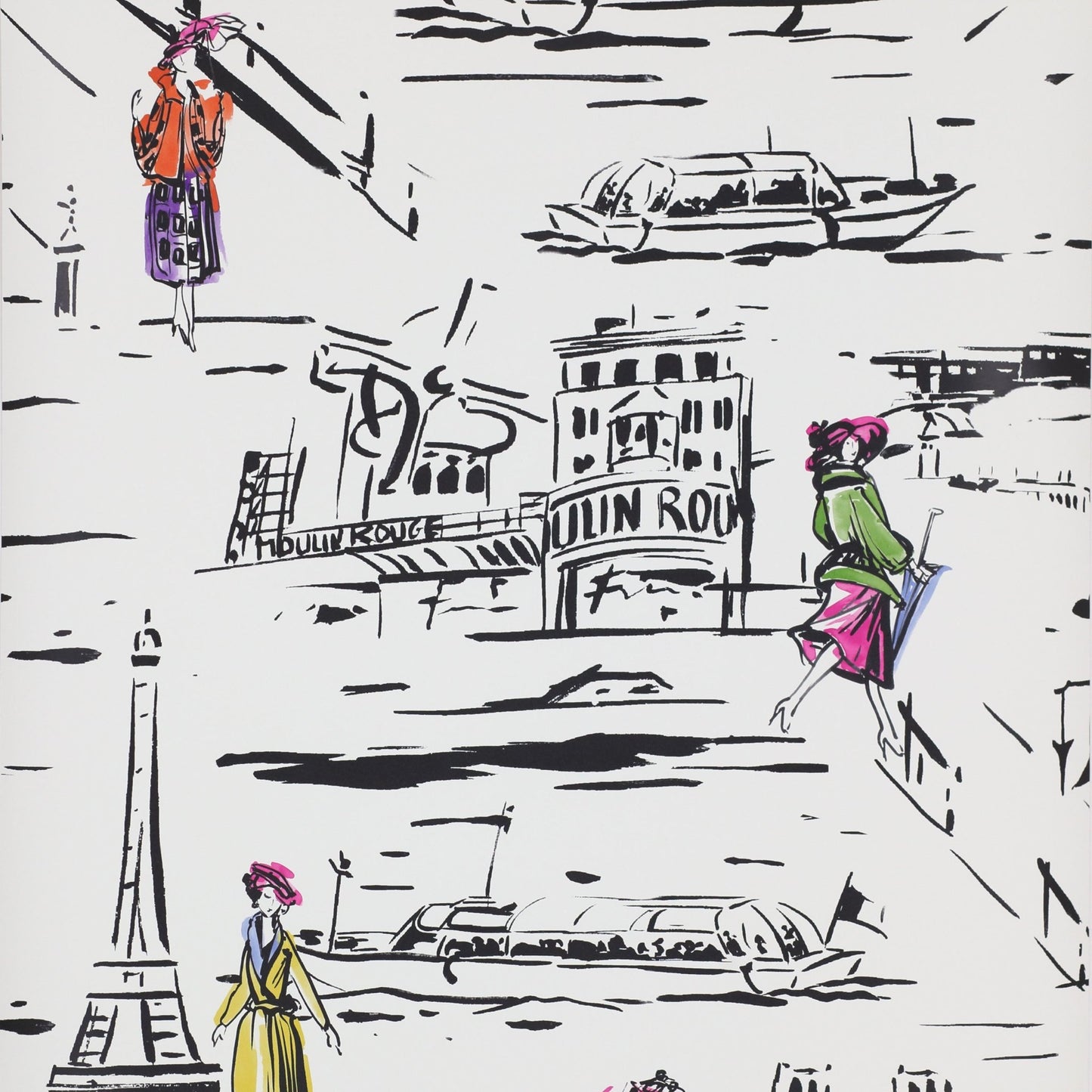 La Parisienne Wallpaper - Noir et Blanc - Manuel Canovas - 03083/01 - Premier Wallcovering