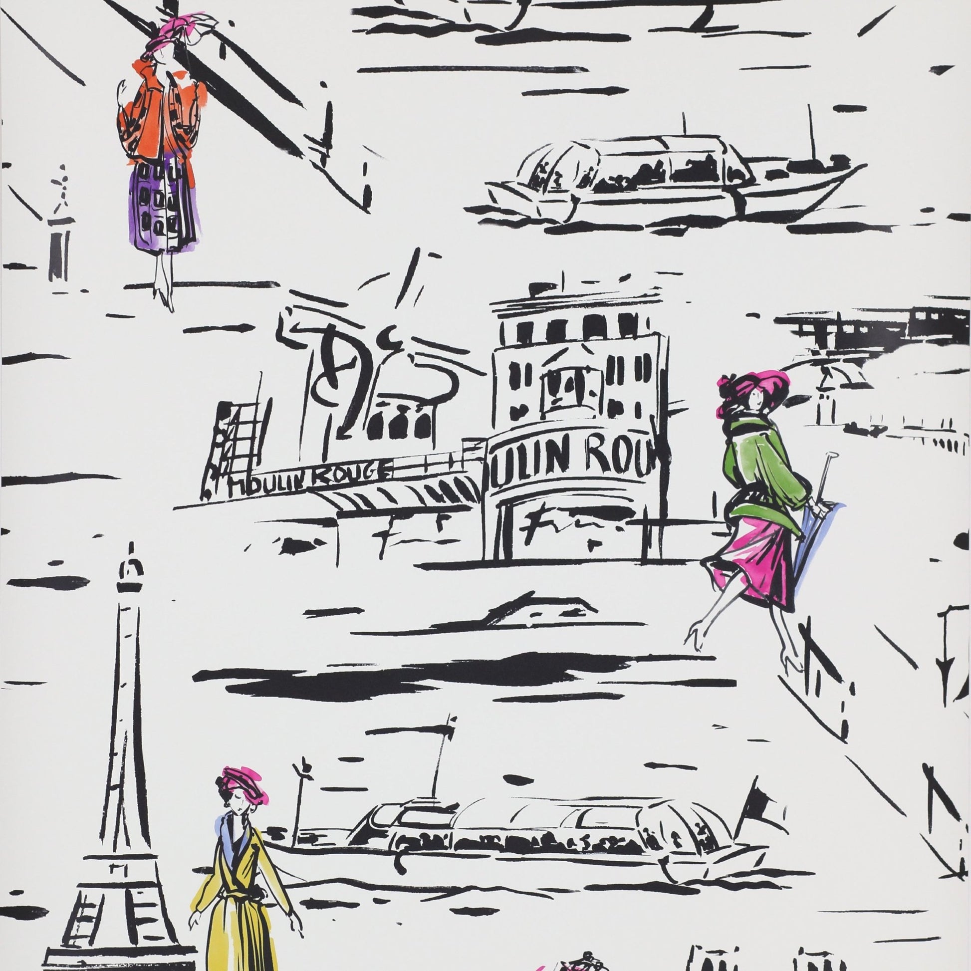 La Parisienne Wallpaper - Noir et Blanc - Manuel Canovas - 03083/01 - Premier Wallcovering