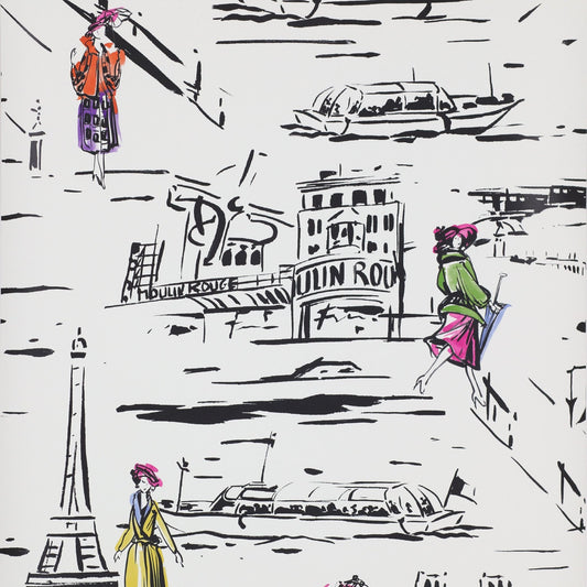 La Parisienne Wallpaper - Noir et Blanc - Manuel Canovas - 03083/01 - Premier Wallcovering