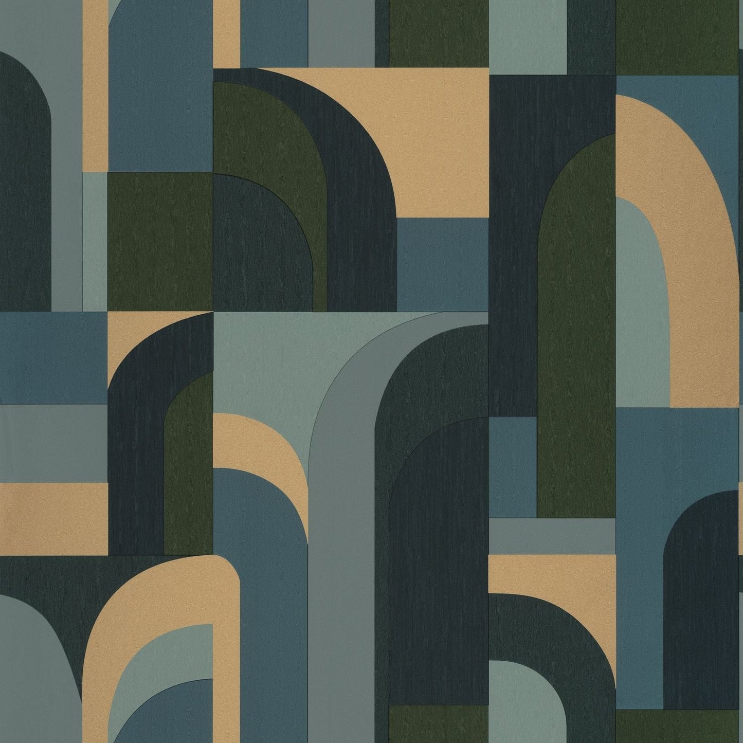 Labyrinth Doors Wallpaper - Bleu Kaki - Caselio - 102086072 - Premier Wallcovering