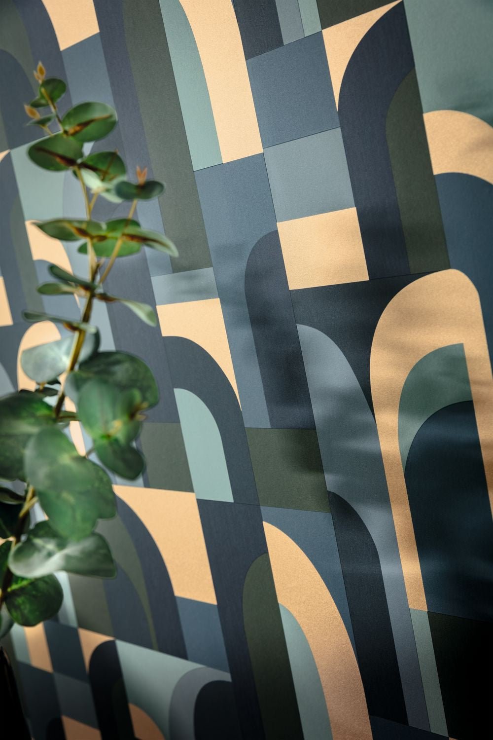 Labyrinth Doors Wallpaper - Bleu Kaki - Caselio - 102086072 - Premier Wallcovering