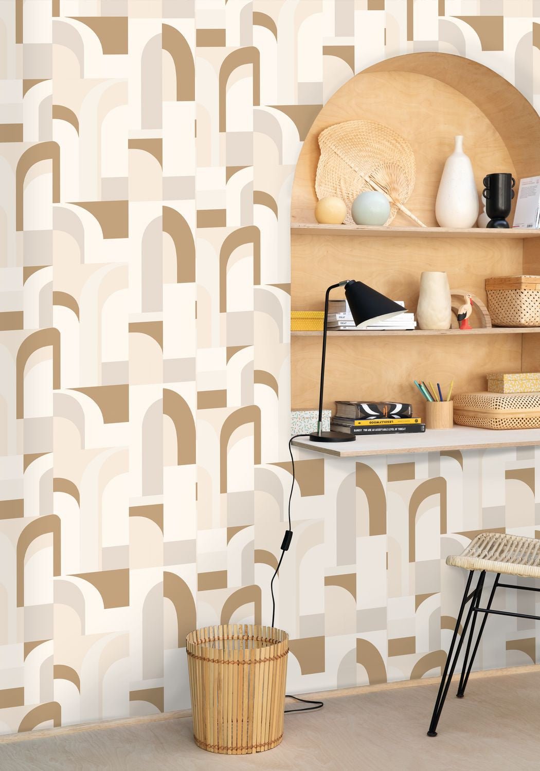 Labyrinth Doors Wallpaper - Beige - Caselio - 102081029 - Premier Wallcovering