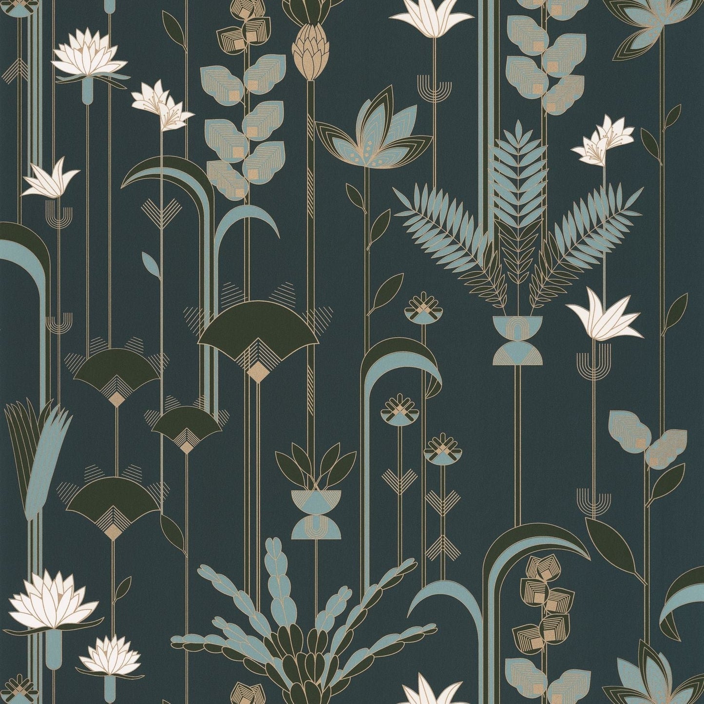 Labyrinth Ephemeral Wallpaper - Bleu Kaki - Caselio - 102096175 - Premier Wallcovering