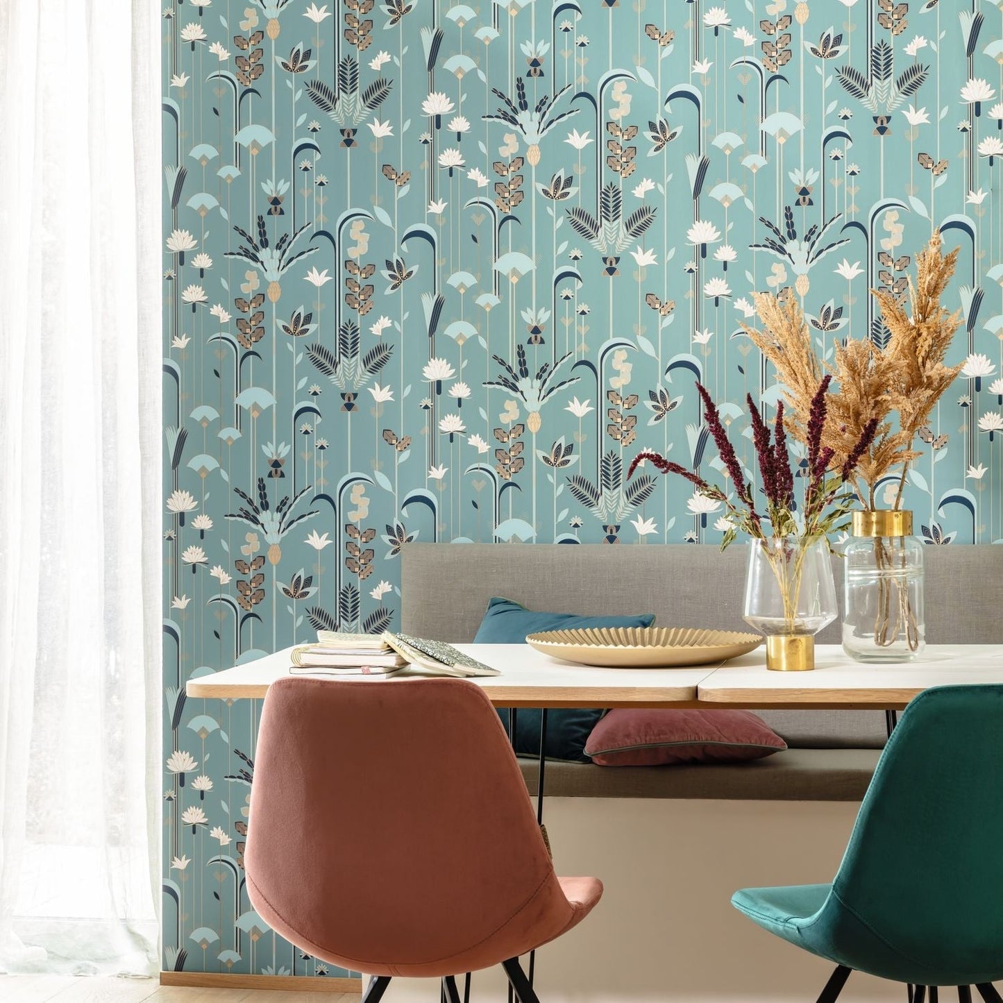 Labyrinth Ephemeral Wallpaper - Bleu Petrole - Caselio - 102096023 - Premier Wallcovering