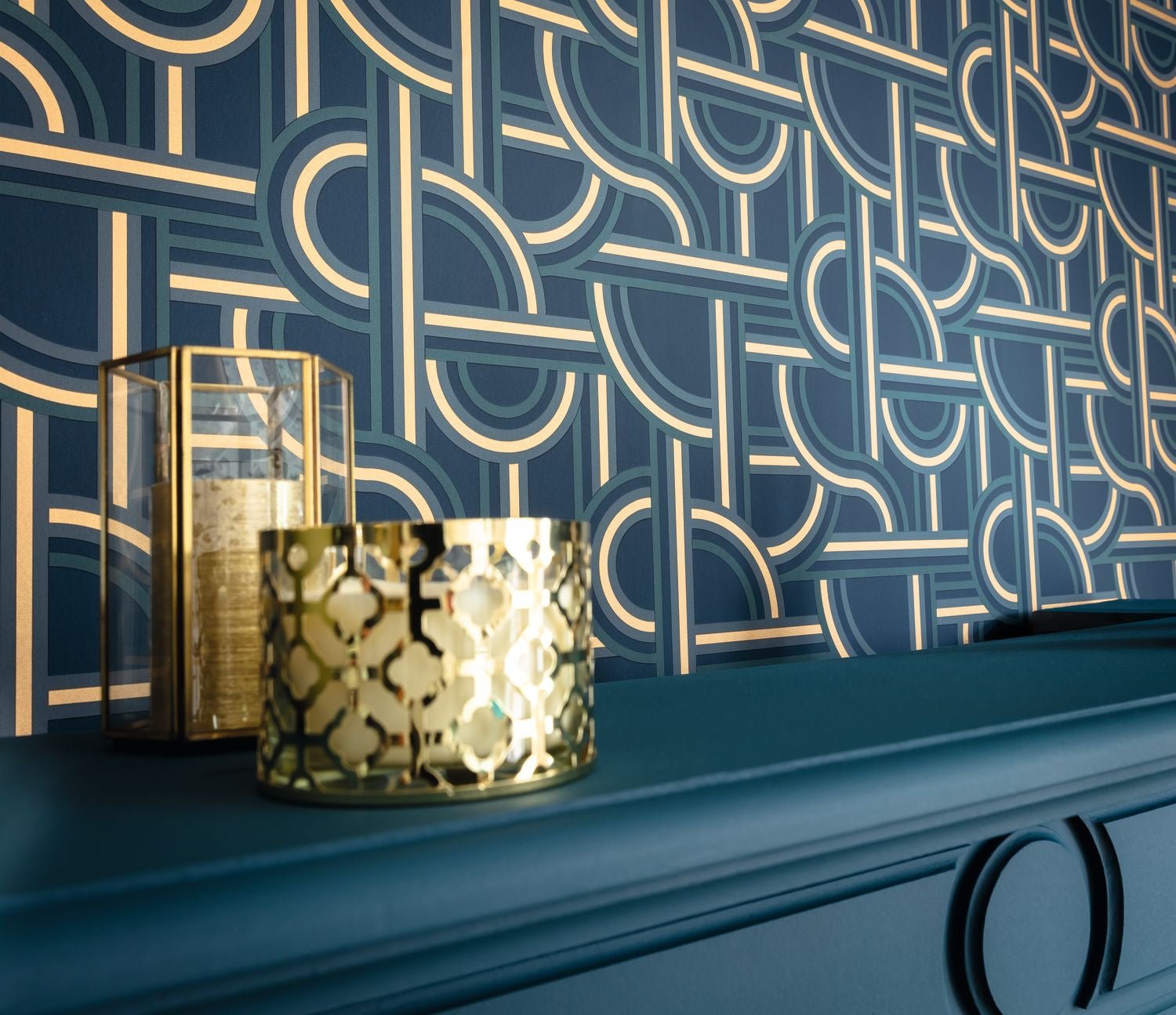 Labyrinth Impass Wallpaper - Bleu Petrole - Caselio - 102126021 - Premier Wallcovering