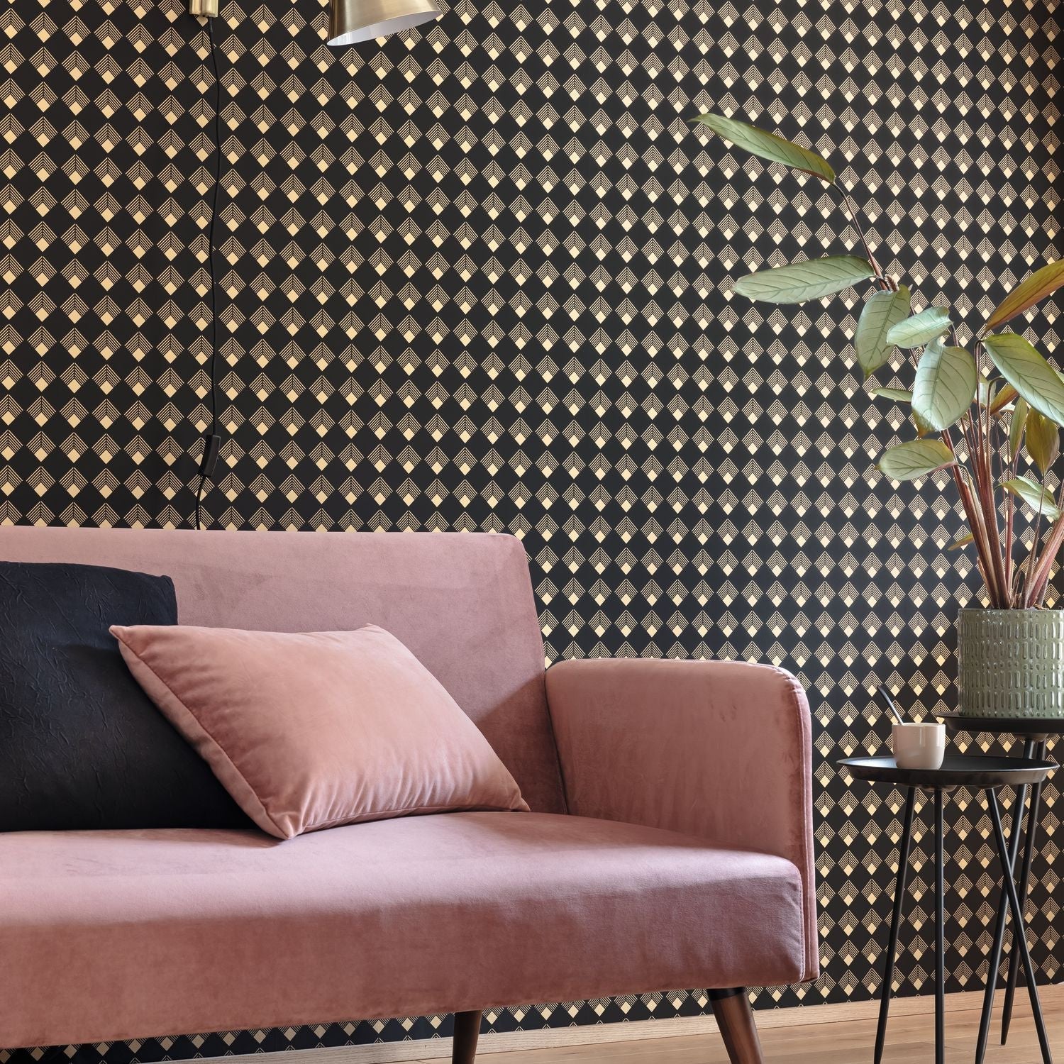 Labyrinth Patch Wallpaper - Noir - Caselio - 102139023 - Premier Wallcovering