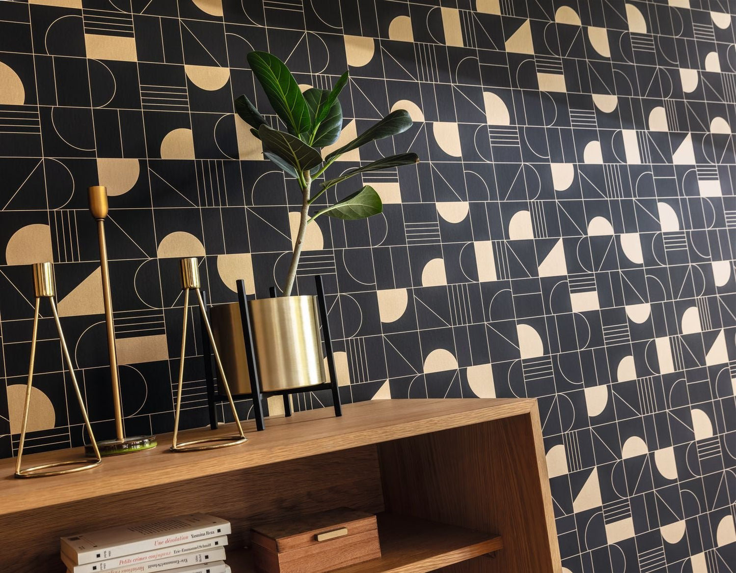 Labyrinth Puzzle Wallpaper - Noir - Caselio - 102109026 - Premier Wallcovering