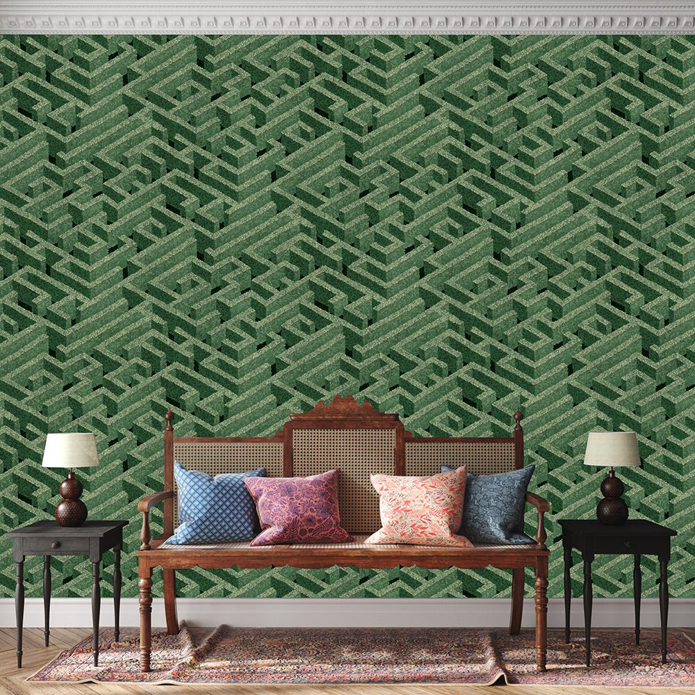Labyrinth Wallpaper - Green - Josephine Munsey - JMW-100711 - Premier Wallcovering