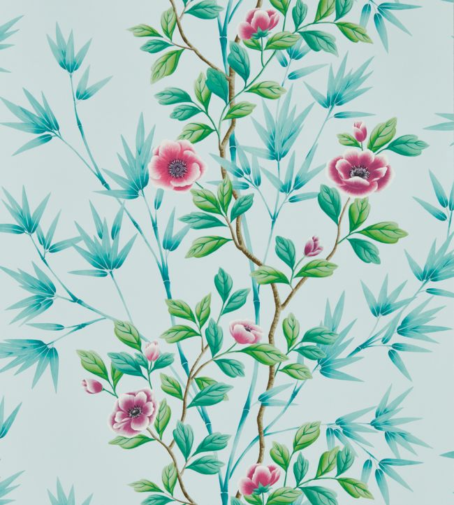 Lady Alford Wallpaper - Sky/Magenta - HDHW112901 - Harlequin - Premier Wallcovering