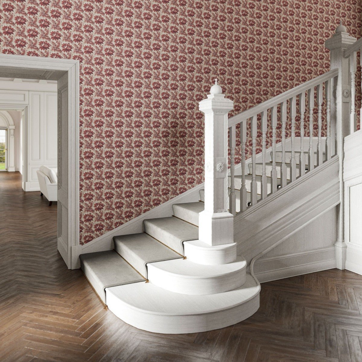 Lady Emma Wallpaper - Red - Warner House - Premier Wallcovering