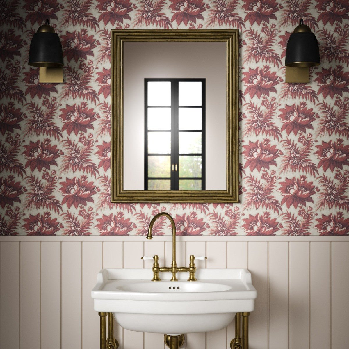 Lady Emma Wallpaper - Red - Warner House - Premier Wallcovering