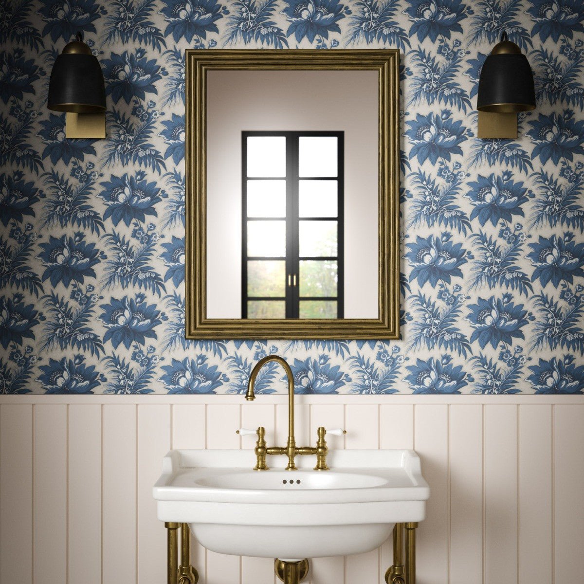 Lady Emma Wallpaper - Blue - Warner House - Premier Wallcovering