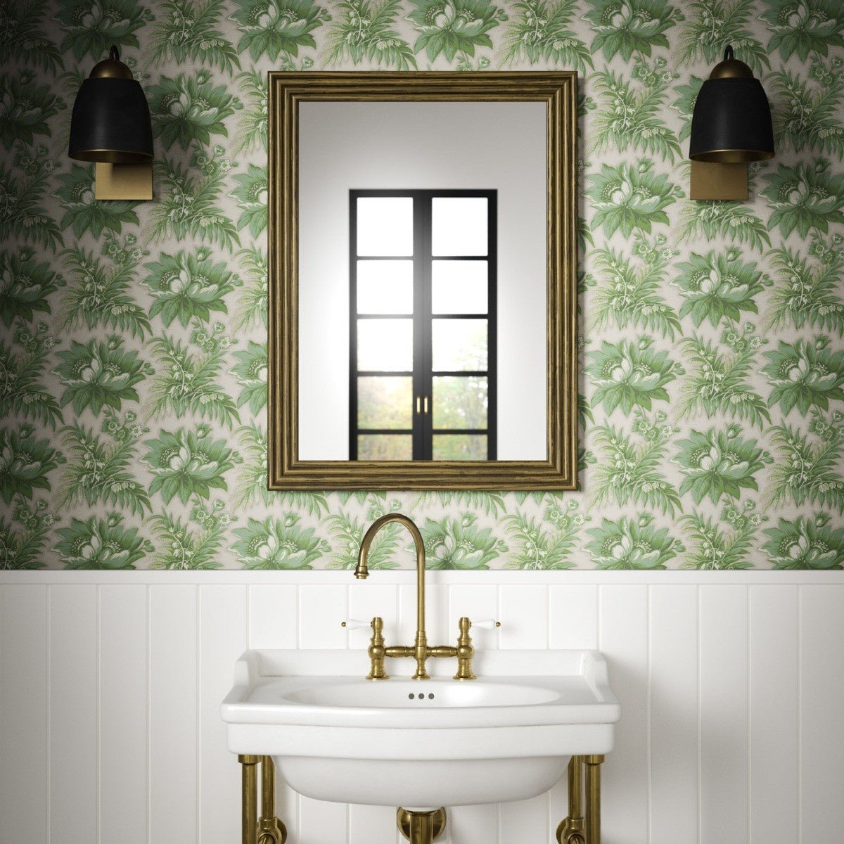 Lady Emma Wallpaper - Green - Warner House - Premier Wallcovering