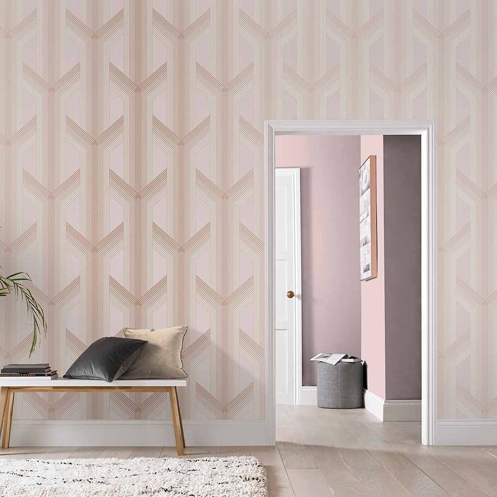 Lagom Geo Wallpaper - Blush - Graham & Brown - 106760 - Premier Wallcovering