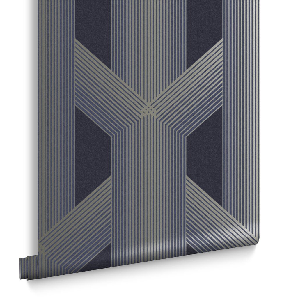 Lagom Geo Wallpaper - Navy & Gold - Graham & Brown - 106762 - Premier Wallcovering