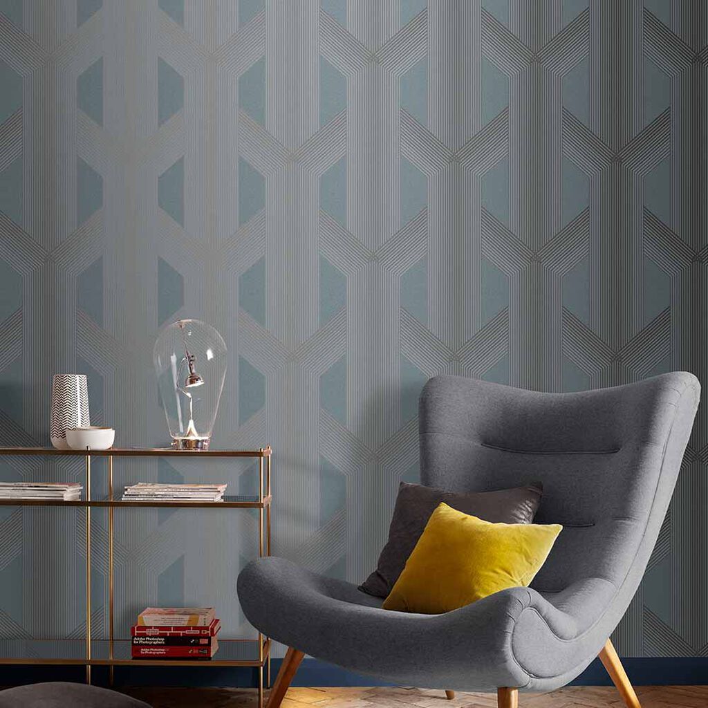 Lagom Geo Wallpaper - Deep Sky - Graham & Brown - 106759 - Premier Wallcovering