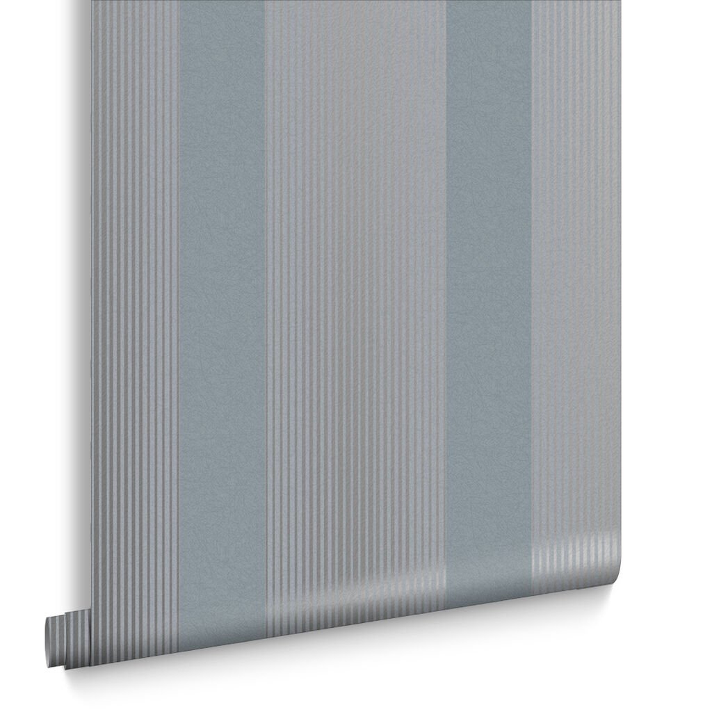 Lagom Stripe Wallpaper - Deep Sky - Graham & Brown - 106764 - Premier Wallcovering