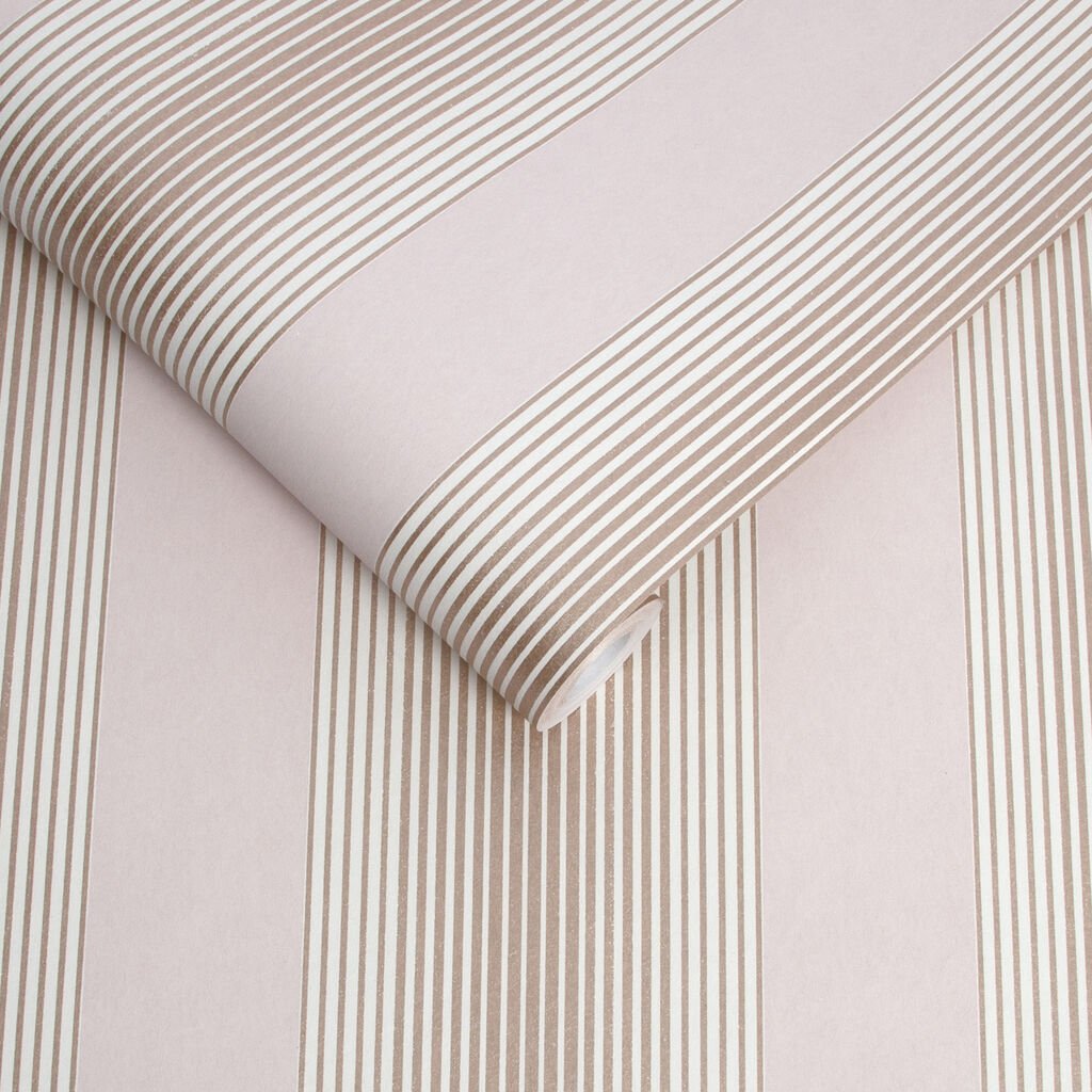 Lagom Stripe Wallpaper - Blush & Rose Gold - Graham & Brown - 106765 - Premier Wallcovering