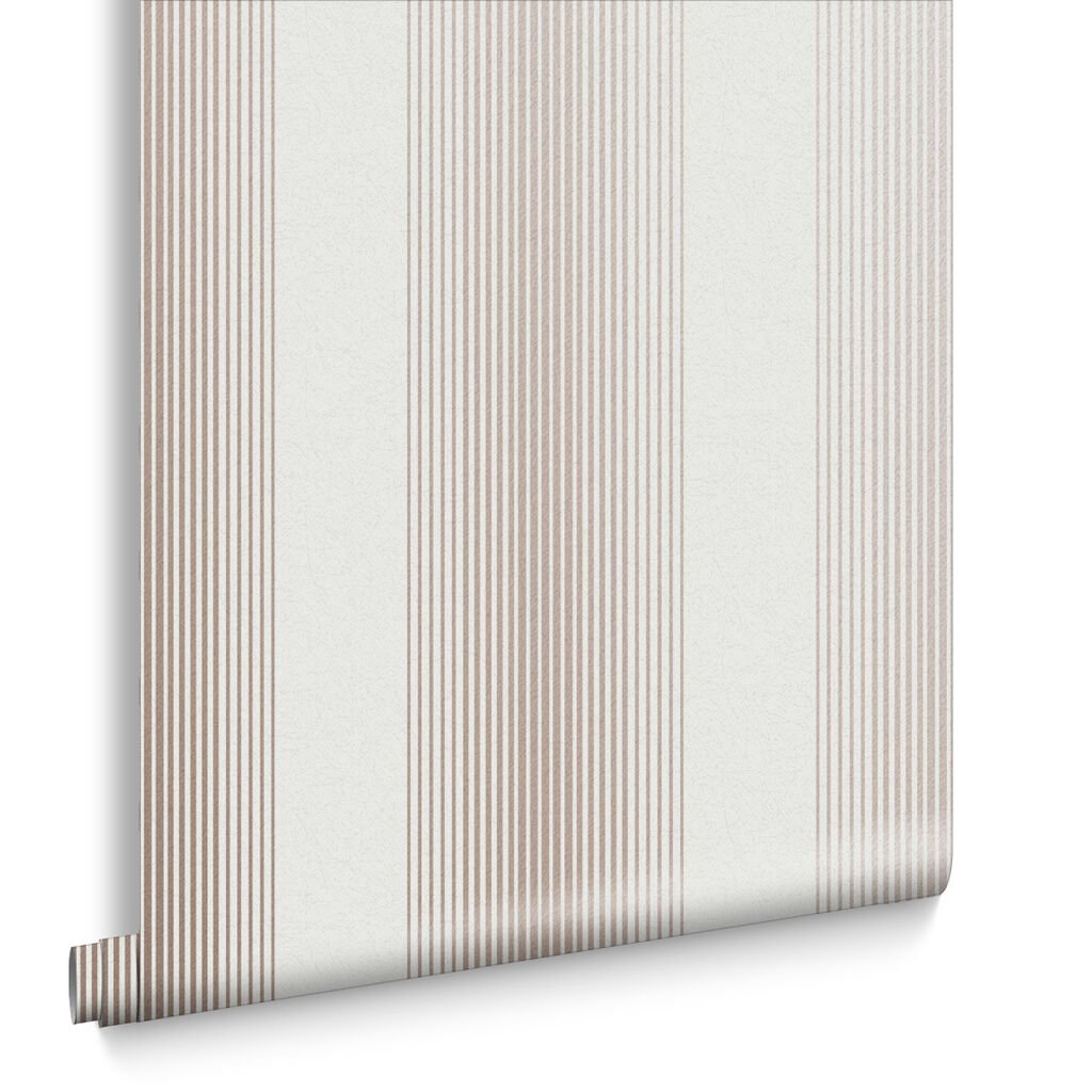 Lagom Stripe Wallpaper - White Rose Gold - Graham & Brown - 106768 - Premier Wallcovering