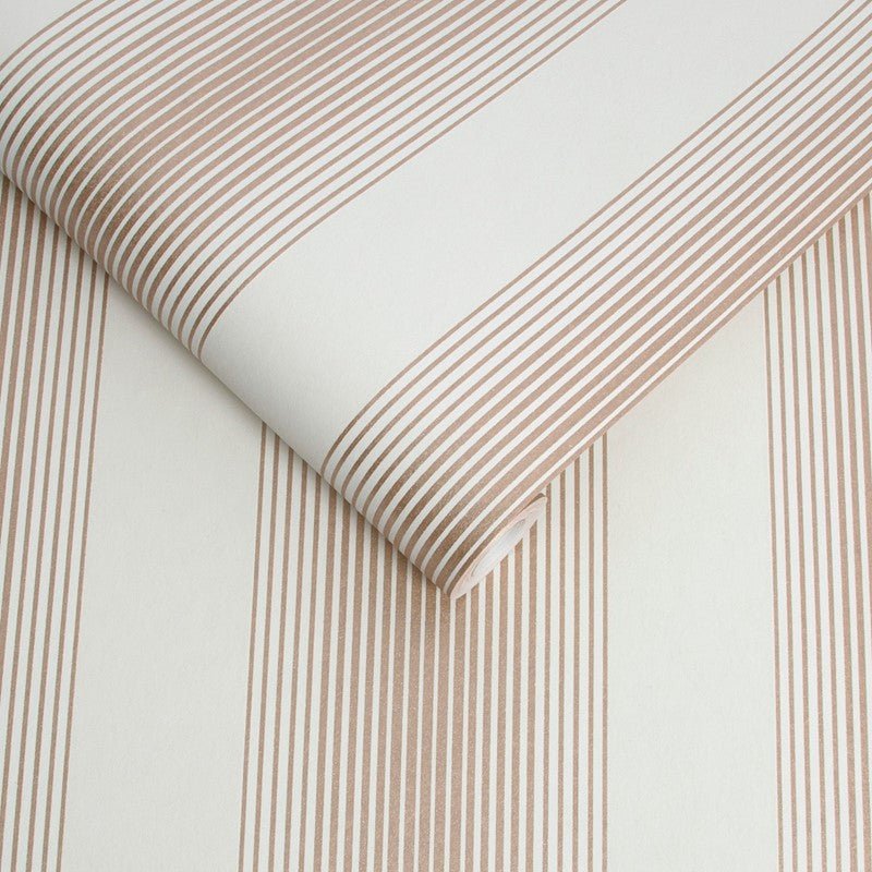 Lagom Stripe Wallpaper - White Rose Gold - Graham & Brown - 106768 - Premier Wallcovering